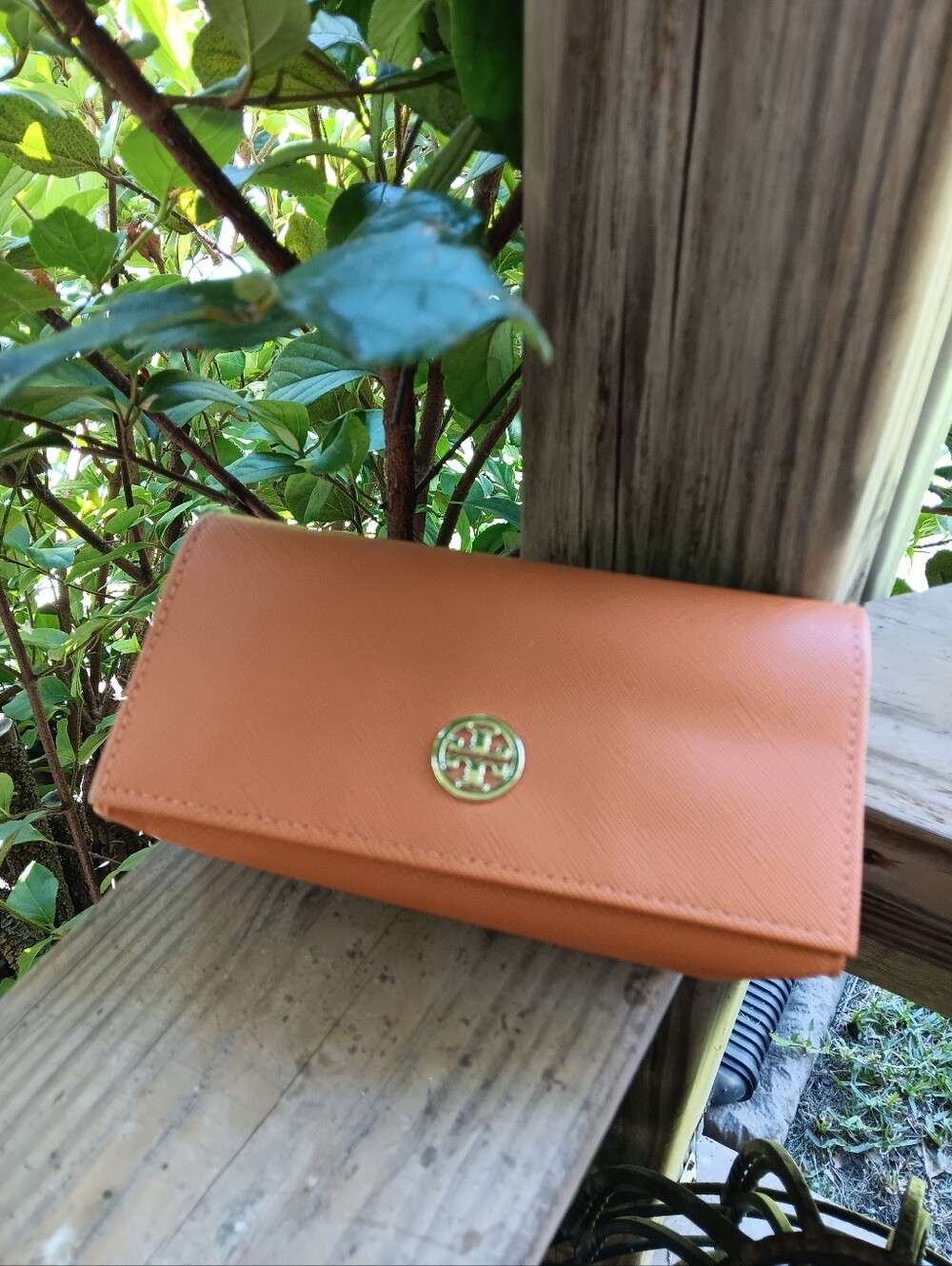 Tory Burch Pumpkin Spice Leather Sunglasses Case